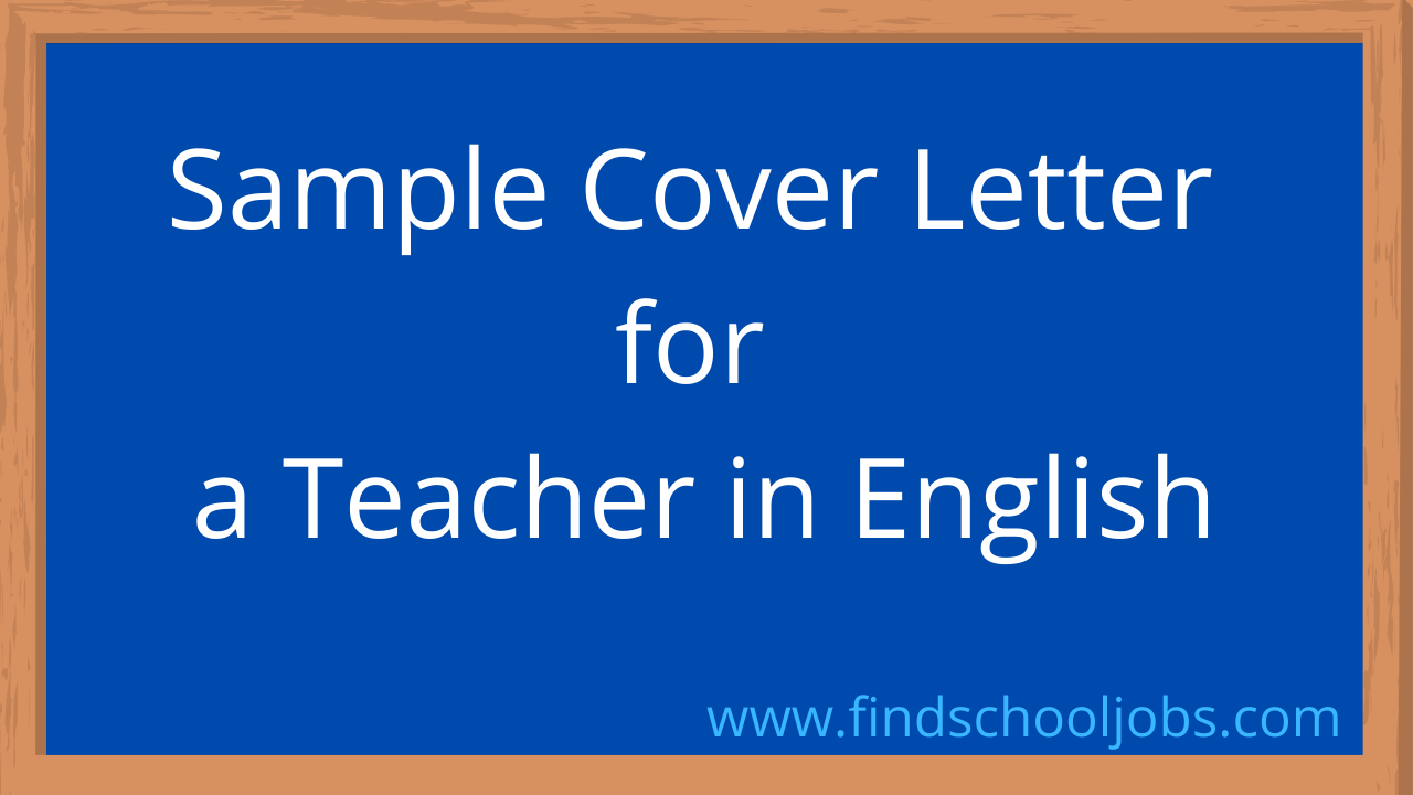 sample cover letter for a Teacher in English